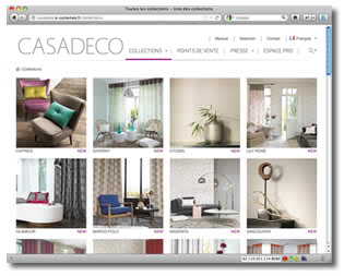 Site web CASADECO, la liste des collections